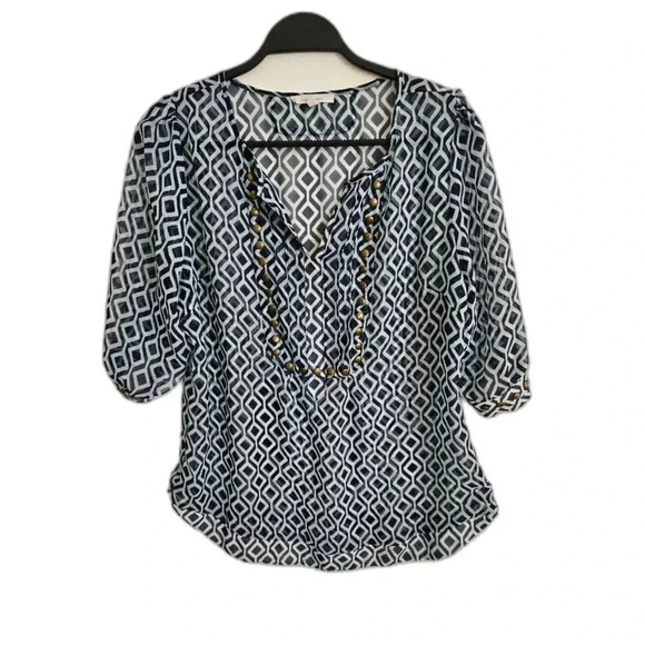 41 Hawthorne Blue Print Top - Picture 1 of 6